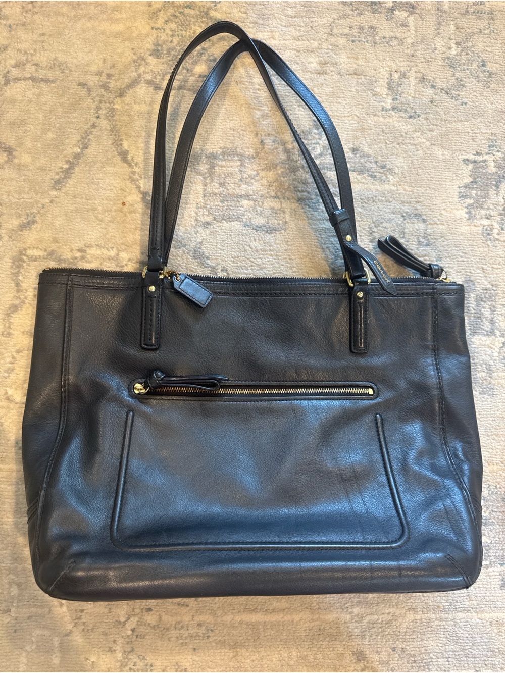 Coach Black Leather Tote Bag